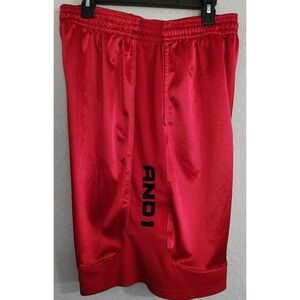 AND1 Red Athletic Basketball Shorts Men's 2XL Polyester Mesh Drawstring